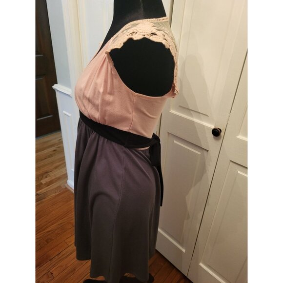 Speechless Pink Gray Faux Wrap Lace Babydoll Mini Dress S Coquette Boho 2010 - Picture 8 of 10